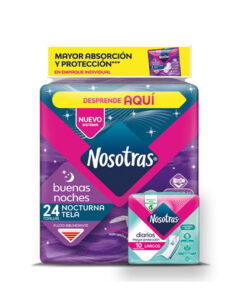 TOALLAS NOSOTRAS B/NOCHES TELA CUR-V X 24 UNDS + OFT