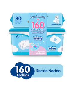 TOALLITAS WINNY RECIEN NACIDO X 160+CAJA DECO