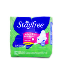 TOALLAS STAYFREE ADAPT PLUS U/DELGADA C/ALAS X 12 UND