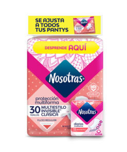 TOALLAS NOSOTRAS INV.CLASICA MULTIESTILO X 30 UNDS + OFE