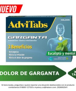 ADVITABS GARGANTA EUCALIPTO MENTOL CAJA X 6 TABS