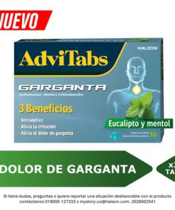 ADVITABS GARGANTA EUCALIPTO MENTOL CAJA X 36 TABS